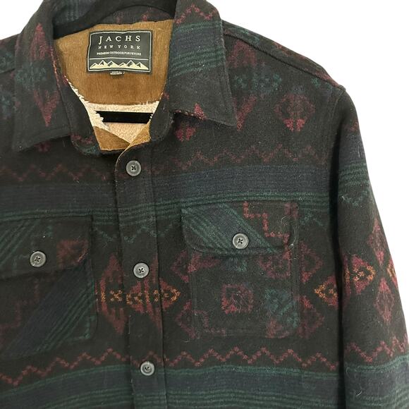 Jachs New York Sherpa-Lined Wool-Blend Aztec Shacket Size Large - Picture 2 of 7